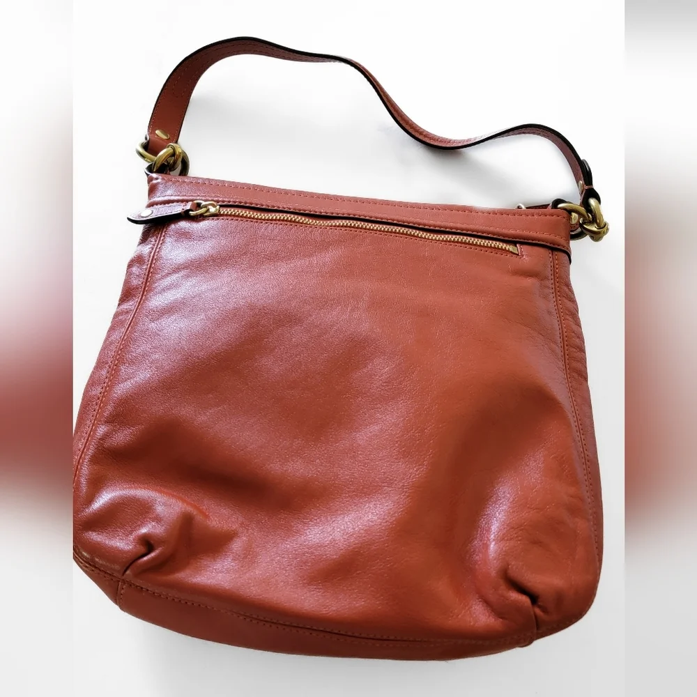 Coach Orange Leather Ashley Crossbody Hobo Bag